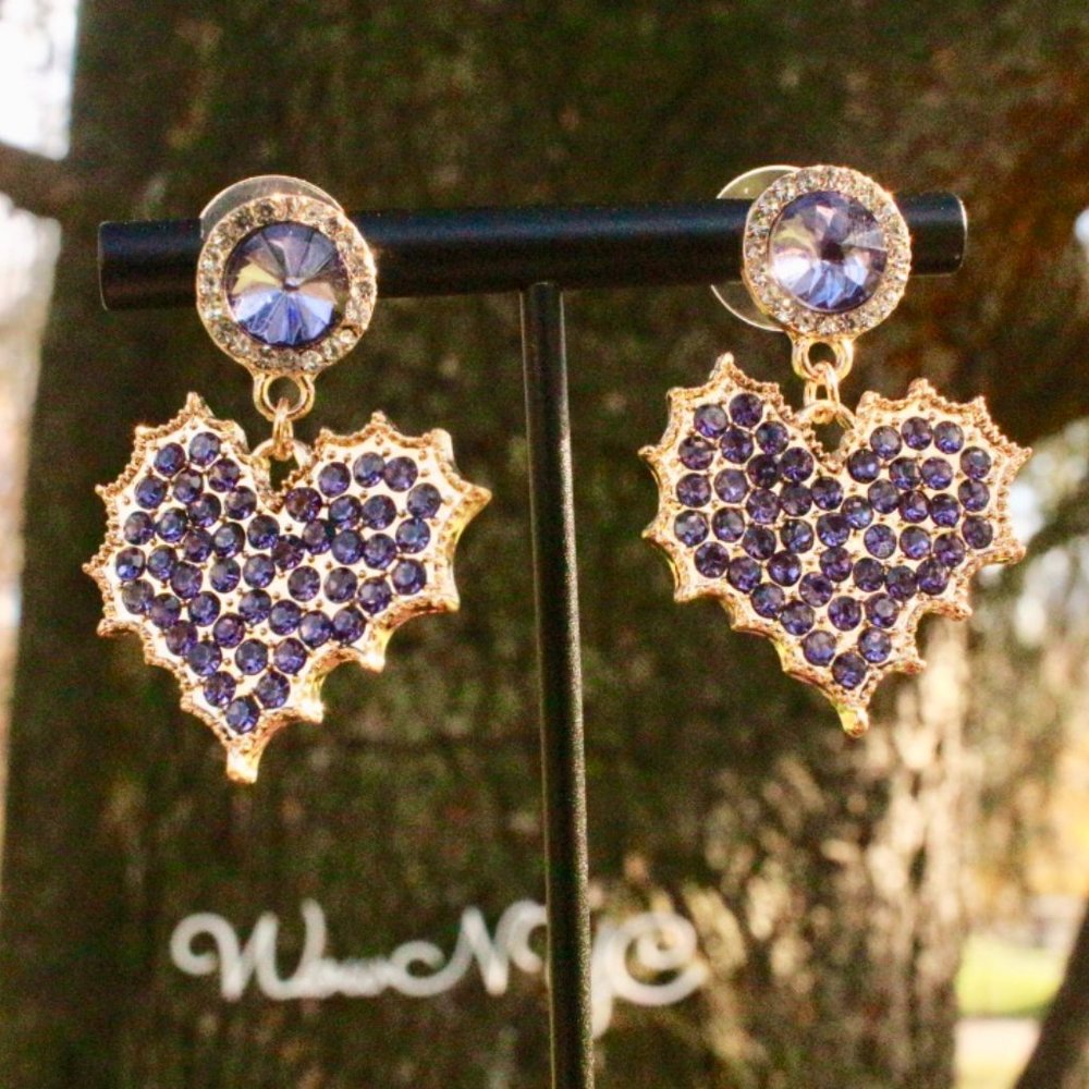 S925 Heart Sparkle Rhinestone Heart Stud Earrings